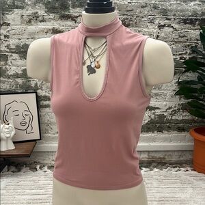 Gaze Pink Cut Out Fitted Tank Top